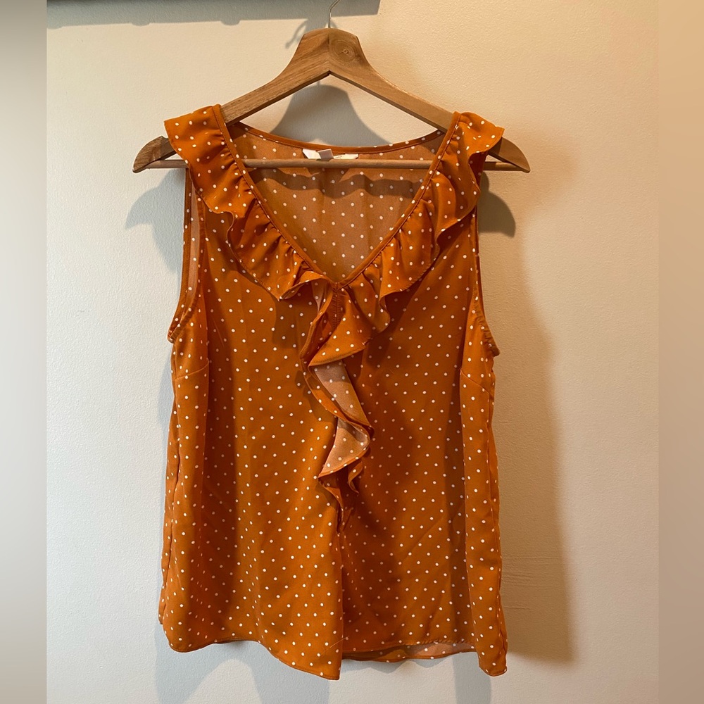 LC Lauren Conrad Orange Flutter Sleeve Ruffled Blouse